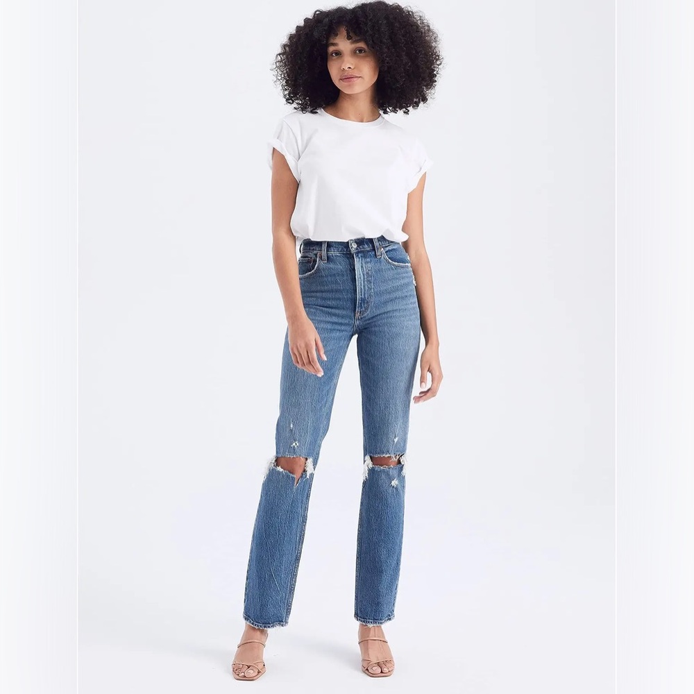 Abercrombie & Fitch Curve Love Ultra-High Rise Distressed Jeans